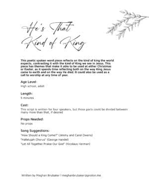 Alternative view of He's That Kind of King