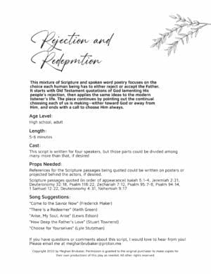 Alternative view of Rejection and Redemption