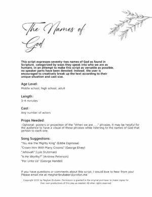 Alternative view of The Names of God